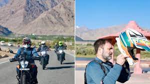 Congress Leader Rahul Gandhi Takes Bike Ride To Pangong Lake During Ladakh Visit